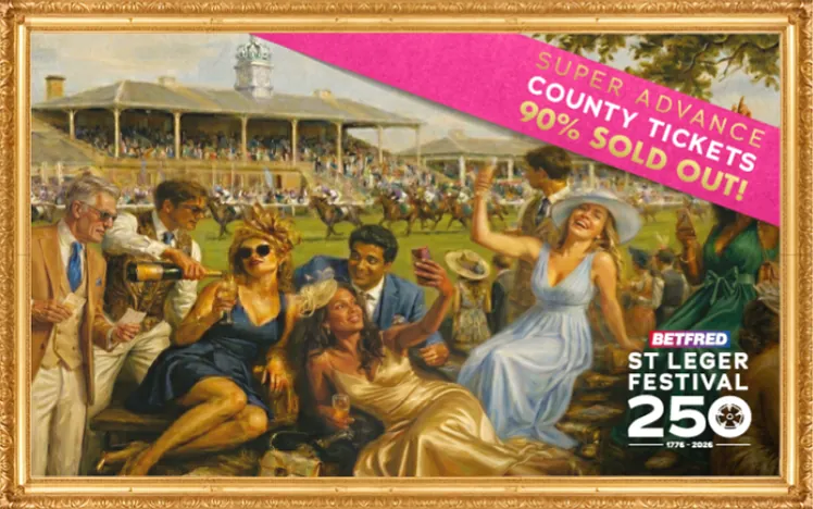Painting of 1776 st leger with banner of supper advance county tickets 90% sold out