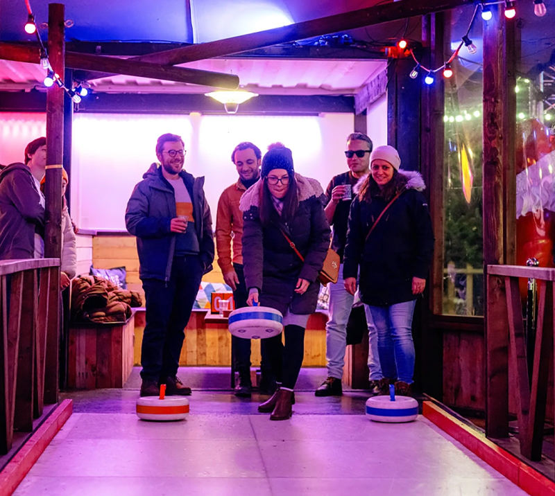 Curling lane at Christmas party event 