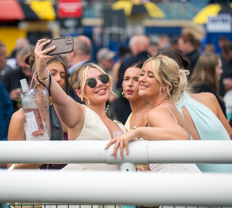 A group of girls taking a selfie at Donny Races