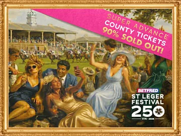 Painting of 1776 st leger with banner of supper advance county tickets 90% sold out