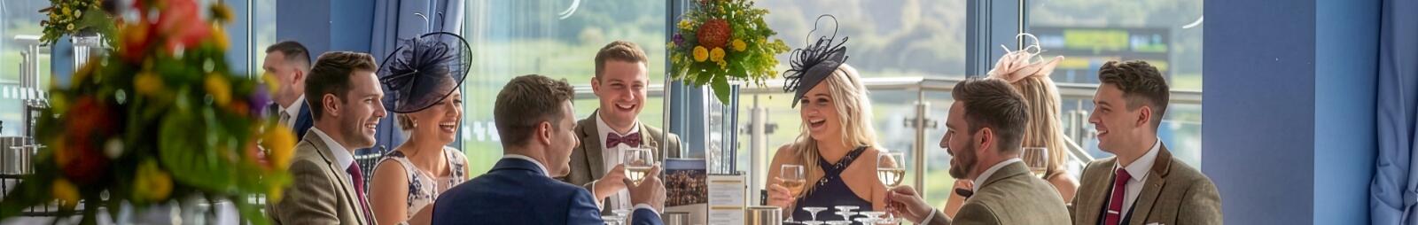 People sitting and eating in Hospitality