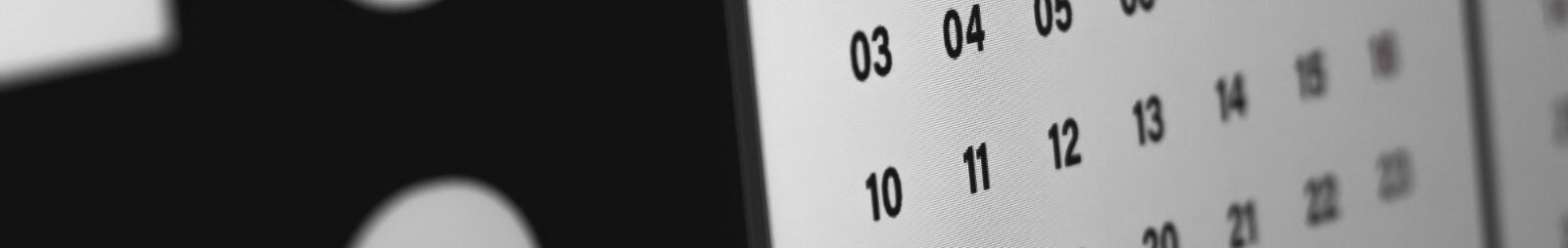 A close up of a calendar