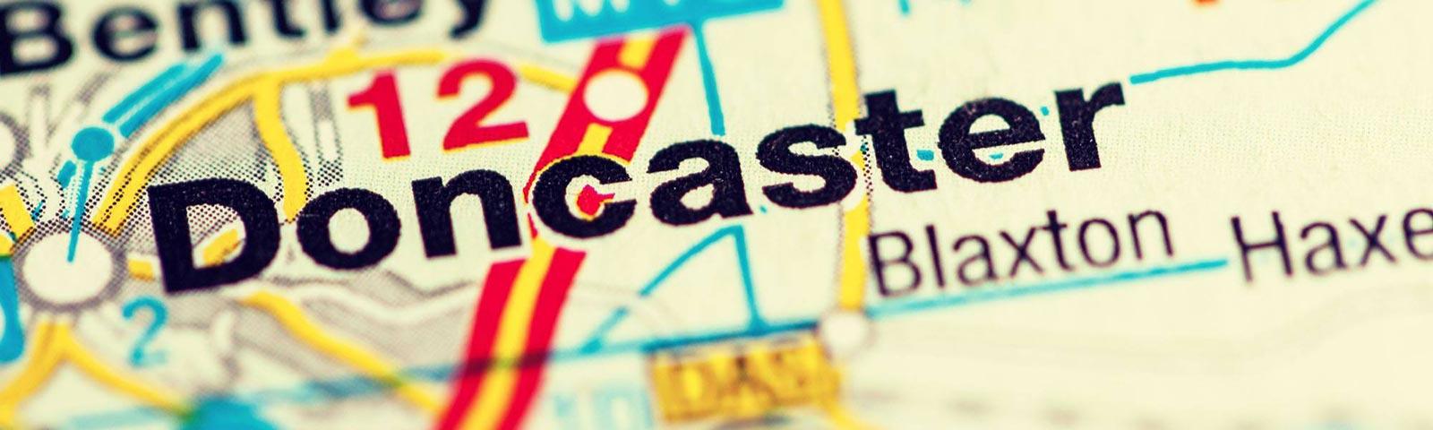 Doncaster on a paper map