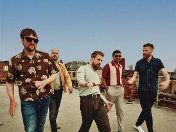 Kaiser Chiefs performing live after racing at Doncaster Racecourse. Summer 2021