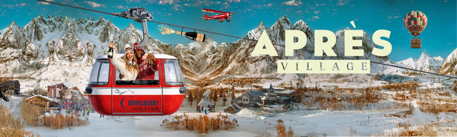 The Après Village 2026 Christmas Party artwork for Doncaster Racecourse 