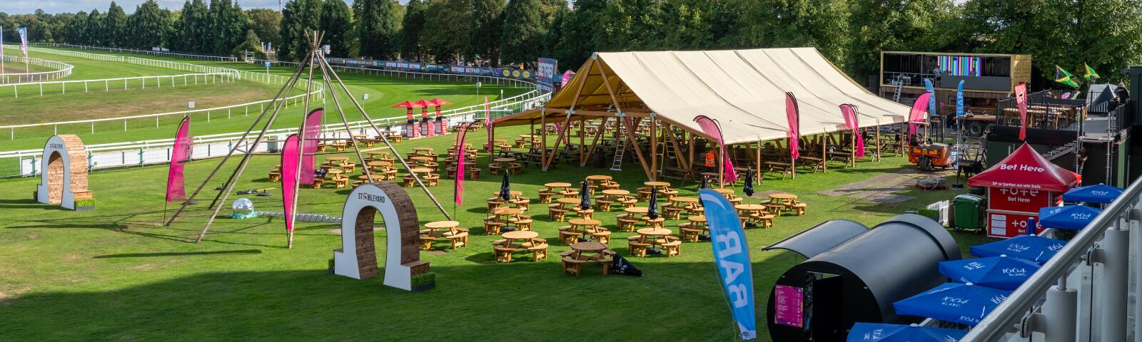 Champagne lawn setup at Leger 2026 