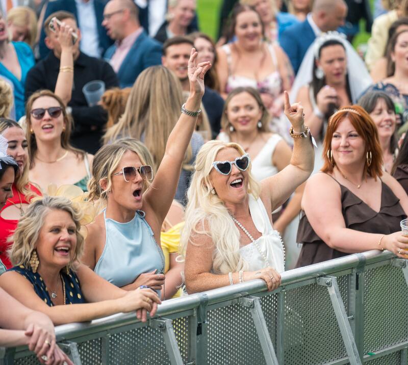 The crowd at Doncaster Racecourse enjoying the entertainment