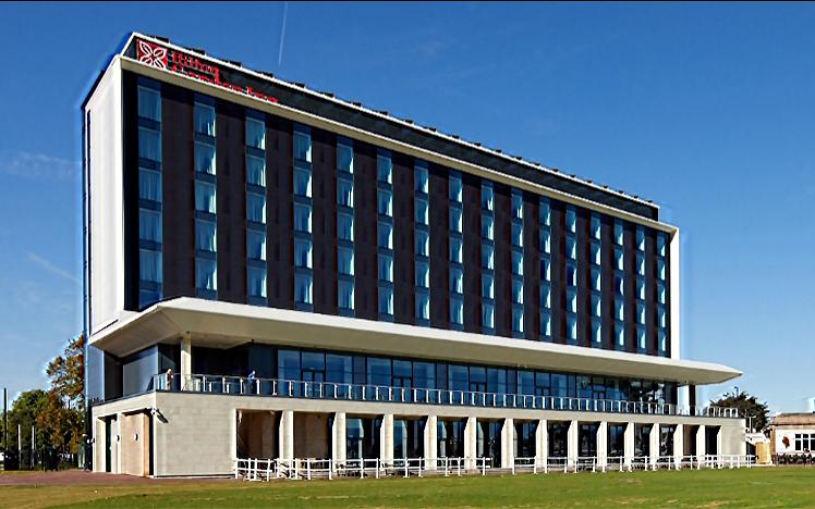 The grandstand at Doncaster racecourse