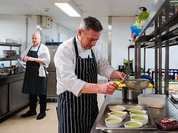 Head Chef at Doncaster Racecourse preparing dishes for the Betfred St Leger Festival