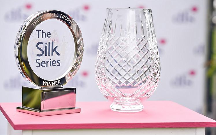 The Silk Series trophy next to a glass