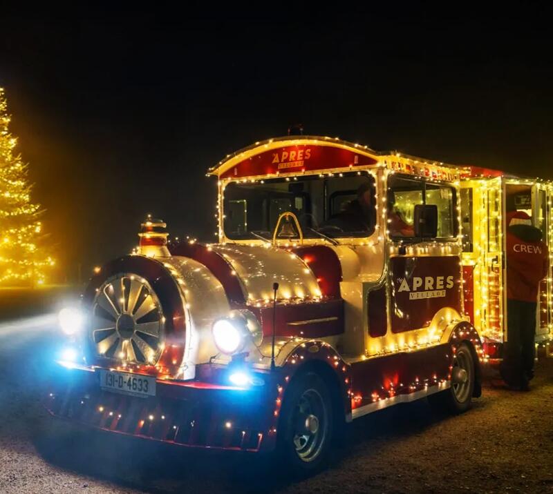 Christmas train for apres village party 
